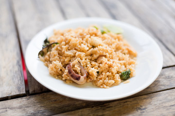 Thai fried rice with seafood
