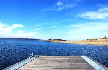 Floating dock in the lake of Alqueva, Portugal