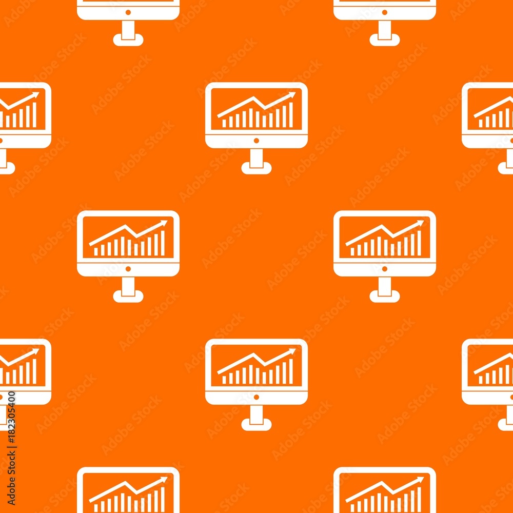 Poster growth graph on the computer monitor pattern seamless