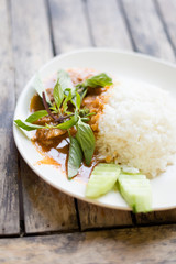 Pork with thai red curry