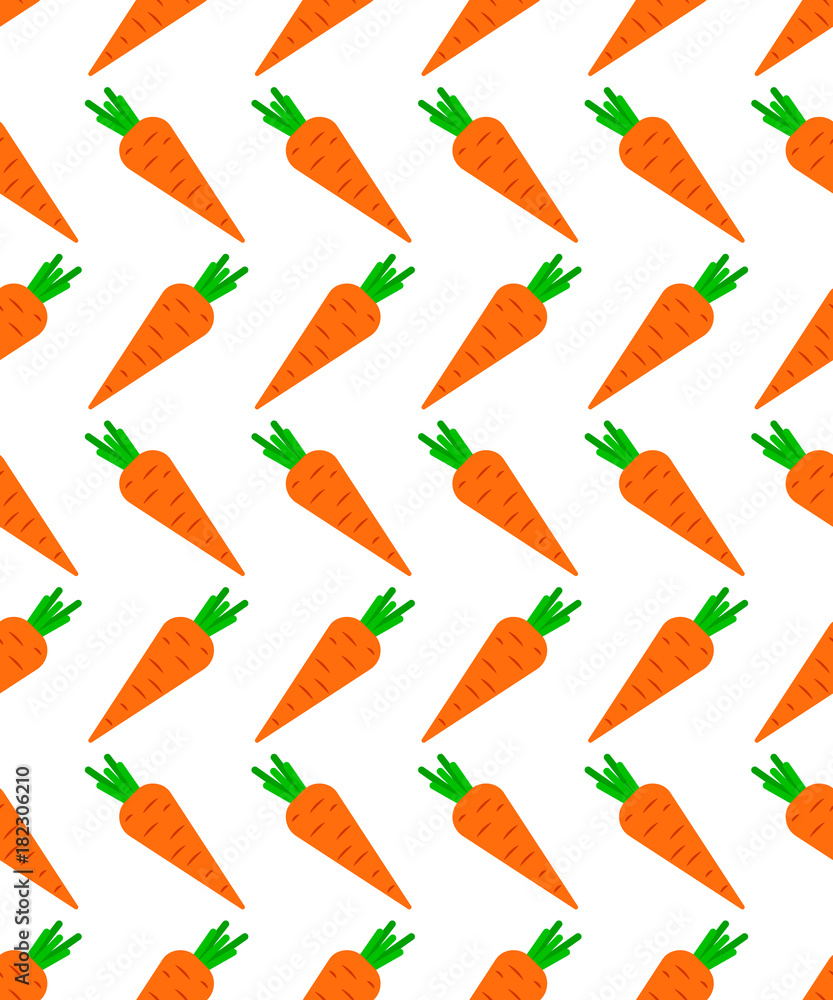 Poster abstract vector seamless pattern with carrots on white background. flat illustration of product from