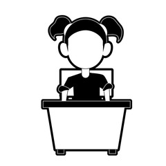 School girl on desk