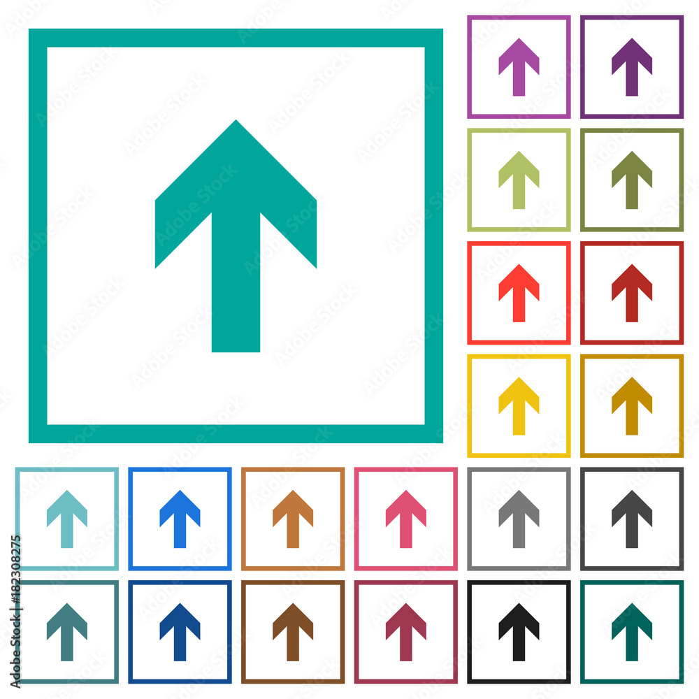 Poster up arrow flat color icons with quadrant frames
