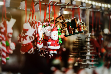 Traditional Christmas market with handmade souvenirs, Strasbourg, Alsace, France
