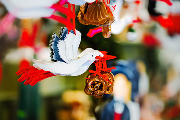 Traditional Christmas market with handmade souvenirs, Strasbourg, Alsace, France