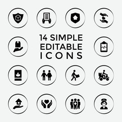 Set of 14 insurance filled icons