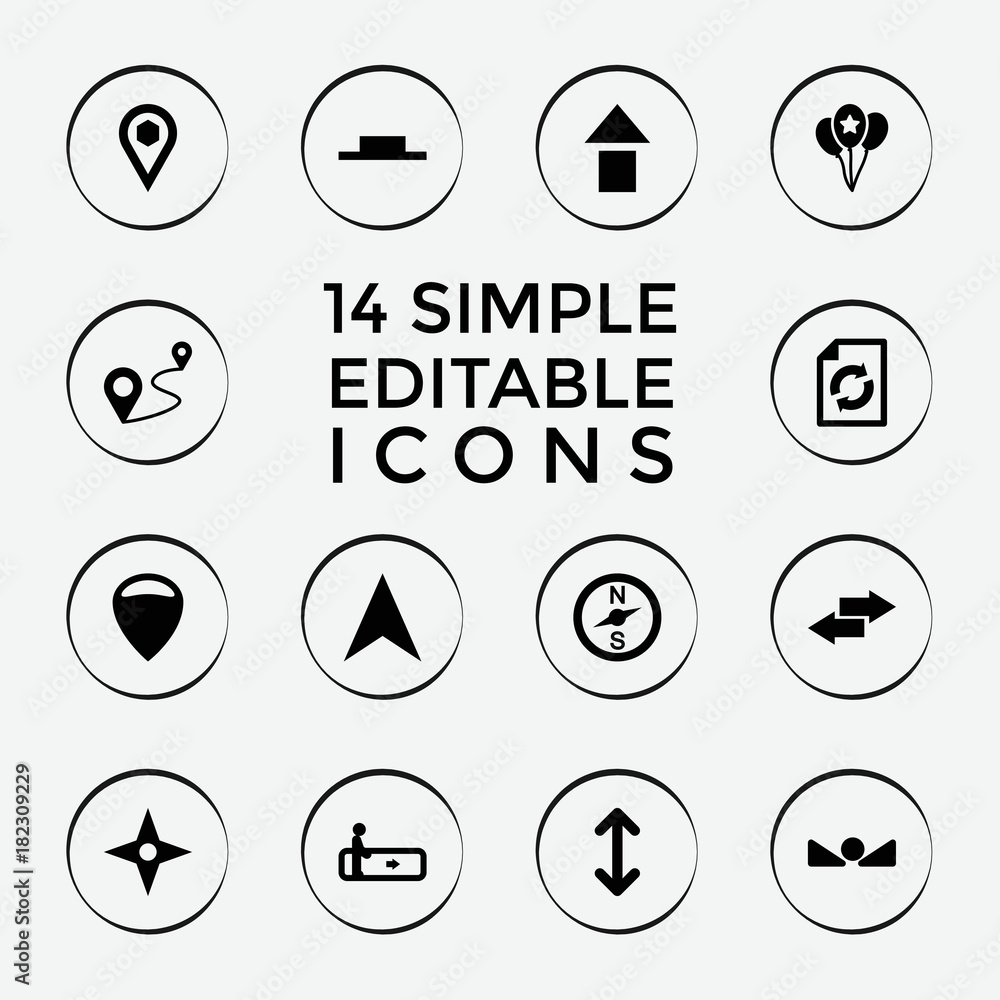 Poster set of 14 navigation filled icons