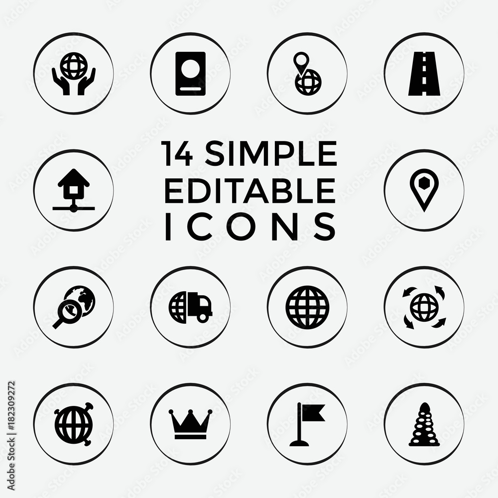 Poster Set of 14 map filled icons