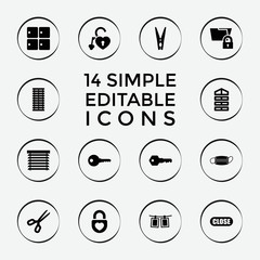 Set of 14 close filled icons