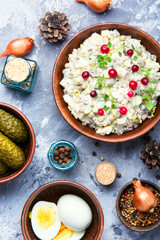 Russian traditional meat salad