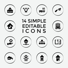 Set of 14 structure filled icons