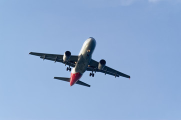 Looking up on the commercial passenger airplane