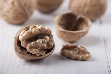 Walnut in open form close-up