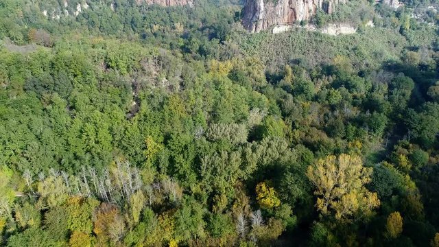 Aerial view of the village of Calcata in Viterbo 