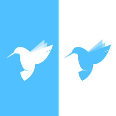 Hummingbird logo. Illustration of a bird species violetears Colibri. Vector drawing of an animal