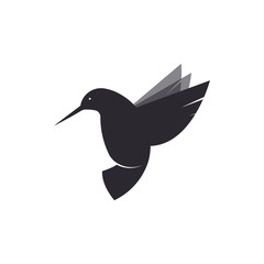 Hummingbird logo. Illustration of a bird species violetears Colibri. Vector drawing of an animal