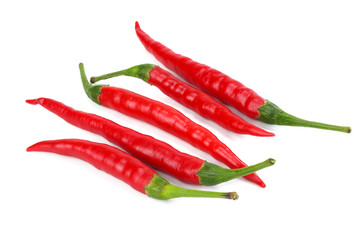 red hot chili peppers isolated on white background