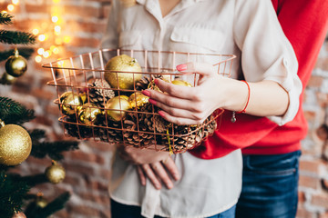 Christmas presents and decorations for a Christmas tree