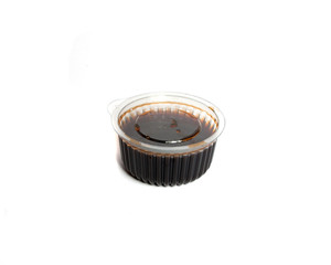 Soy sauce on white isolated