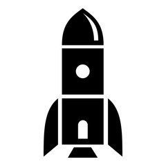 Rocket astronomy icon, simple black style