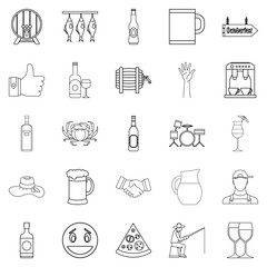 Live beer icons set, outline style