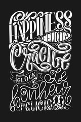 Lettering word happiness in different languages. Calligraphy Inspirational poster. Morning motivational lettering design. For postcard, poster, graphic design.