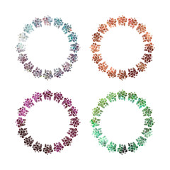 Set of round frames with holly berries silhouettes. Copy space. 