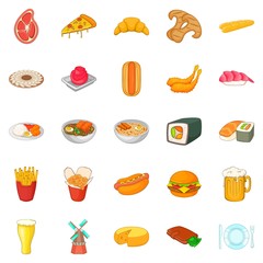 Cultural rest icons set, cartoon style