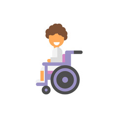 The patient is in the stroller. Flat illustration and icon.