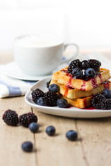 Fresh waffles with berries