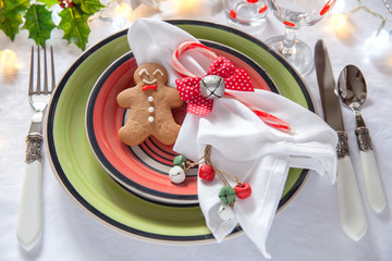 Christmas table place setting.