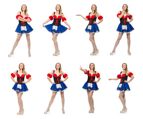 Obraz premium Woman in Oktoberfest concept on white
