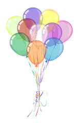 Party balloons floating - on white background , vector image.