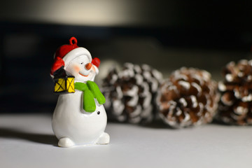 Christmas. New Year. Snowman. Cones. Christmas decorations.