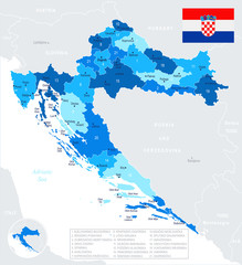 Croatia - map and flag - Detailed Vector Illustration