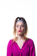 Female actor expressing various emotions