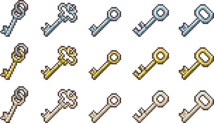 Set of keys in pixel style