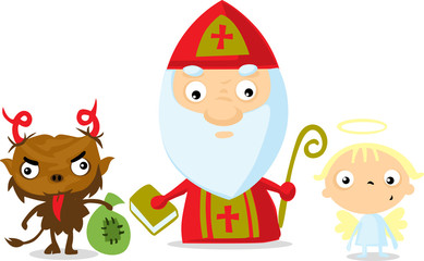 devil angel saint nicolas isolated on white - vector illustration