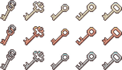 Set of keys in pixel style