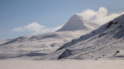 Fototapeta na wymiar The cold winter landscape in Iceland