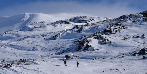 The cold winter landscape in Iceland