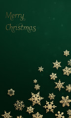 Merry Christmas - vertical banner with glitter snowflakes ( xmas , holiday )