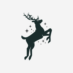 Illustration of the silhouette of a deer with stars