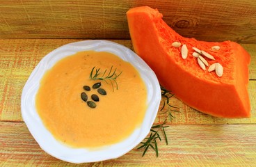 Pumpkin ripe sweet and other ingredients ready soup cream