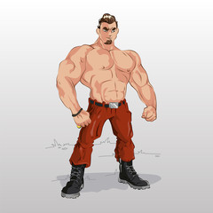Illustration on the hero character. Boy superhero vector illustration on a background.
