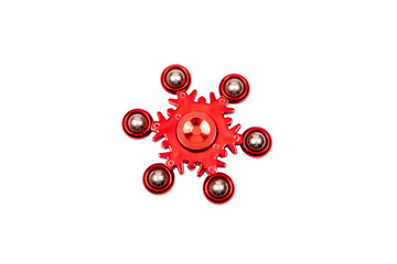 red spinner isolated snowflake on white background