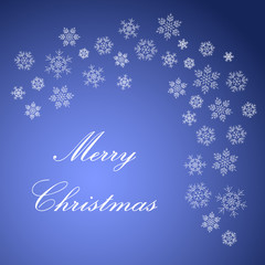 Fototapeta na wymiar Merry Christmas greeting with snowflakes on blue background vector.