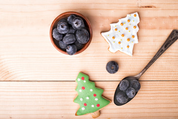 Gingerbread cookie Christmas and New Year's background
