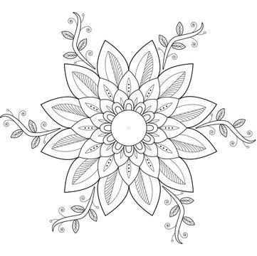 Vector illustration of a floral decoration for coloring book, decorazione floreale vettoriale da colorare