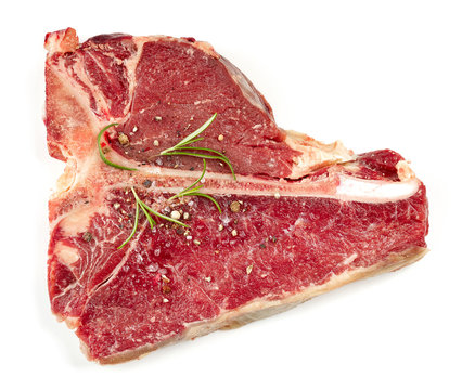 fresh raw T bone steak
